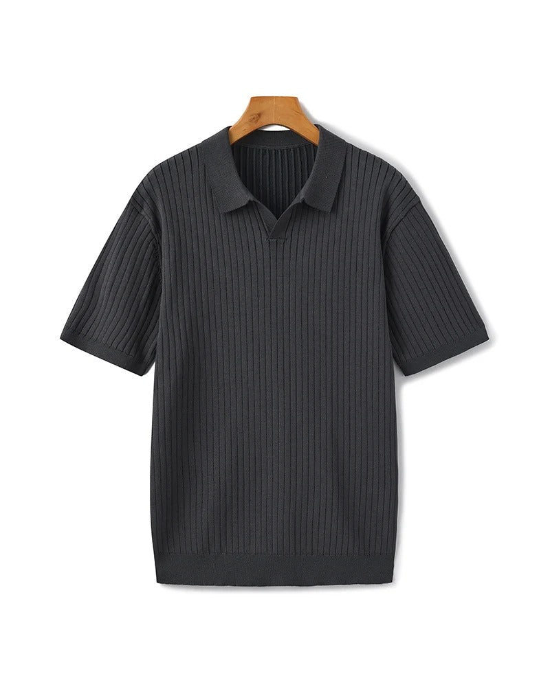 Polo de Punto Acanalado – Gris