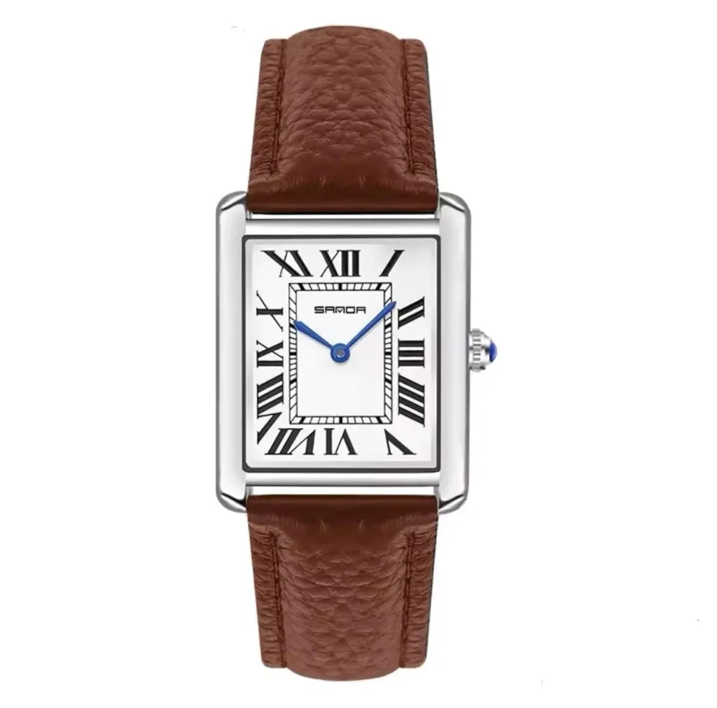 Reloj Rectangular Romano - Marrón