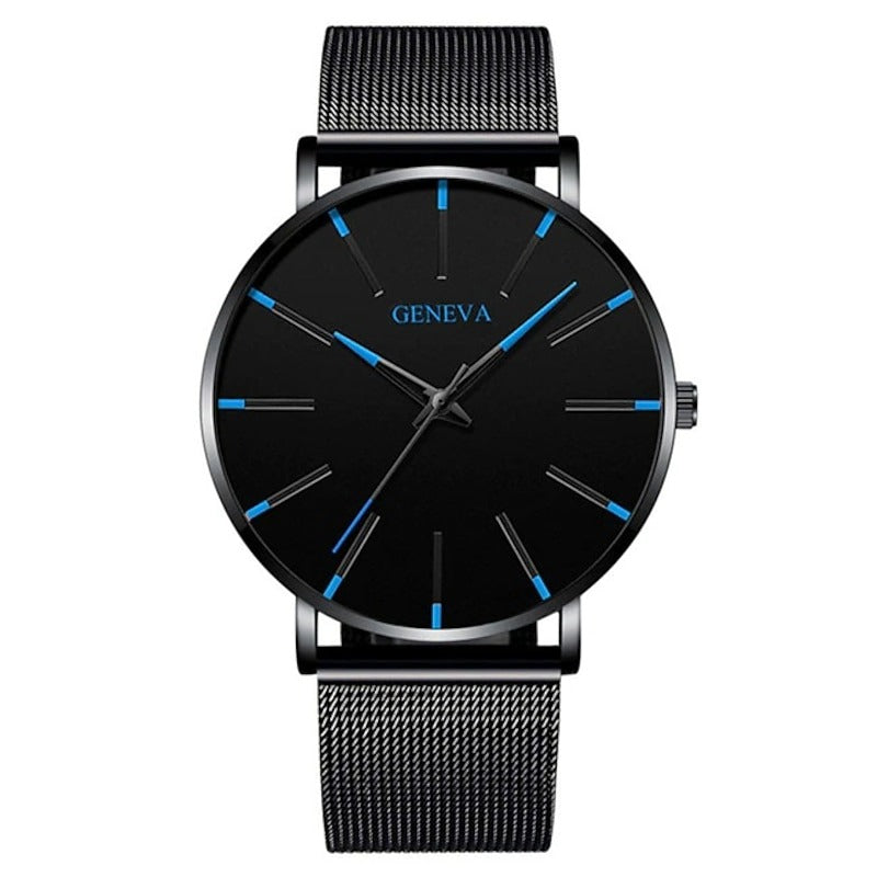 Reloj Ultrafino de Acero - Negro/Azul