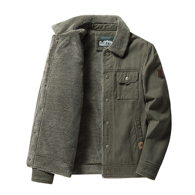 Chaqueta de Algodón con Forro Interior de Borrego - Azul Marino