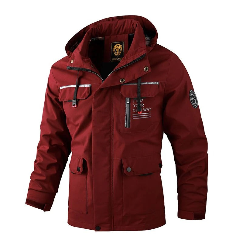 Chaqueta Impermeable con Capucha - Negro