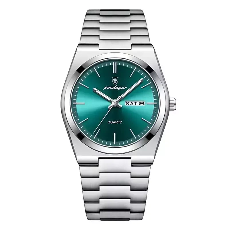 Reloj Clásico de Acero - Plata/Negro