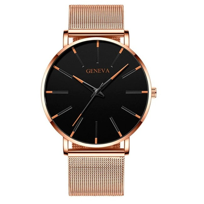 Reloj Ultrafino de Acero - Dorado/Marrón