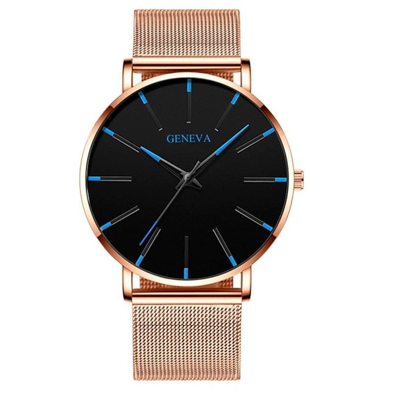 Reloj Ultrafino de Acero - Dorado/Azul