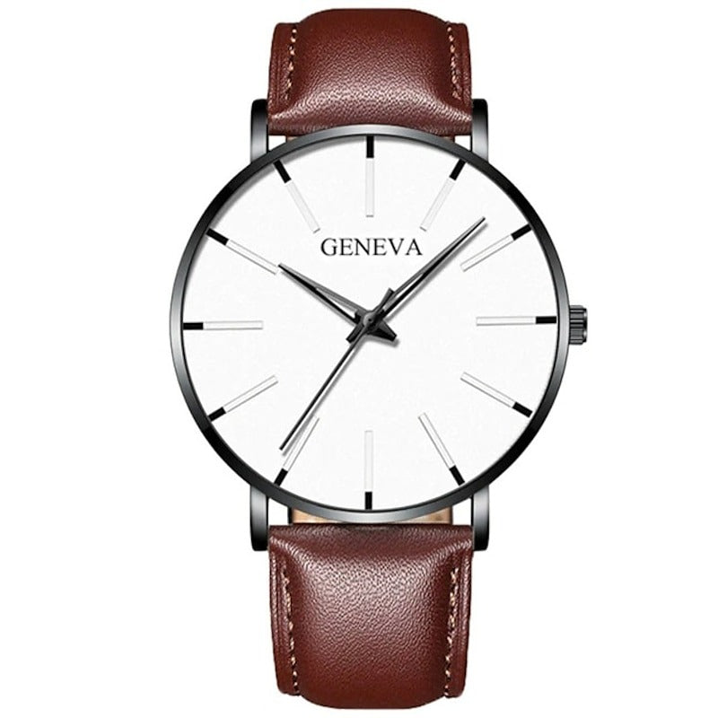 Reloj Ultrafino de Acero - Marrón/Negro