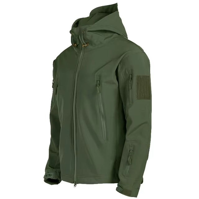 Chamarra Táctica Impermeable con Capucha - Negro