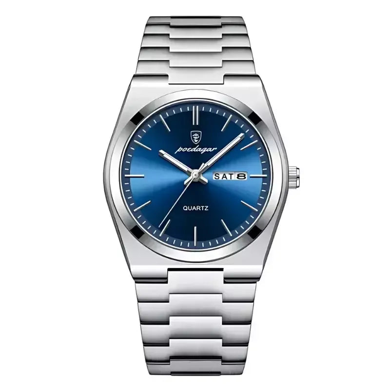 Reloj Clásico de Acero - Plata/Azul