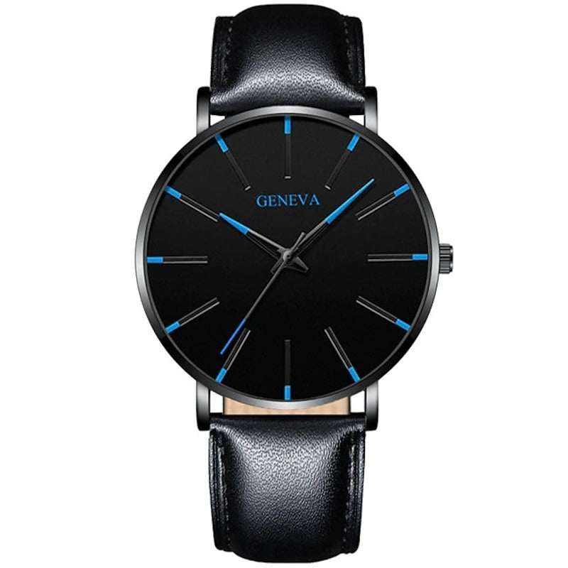 Reloj Ultrafino de Acero - Azul/Negro
