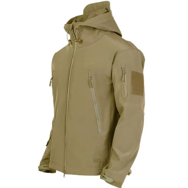 Chamarra Táctica Impermeable con Capucha - Marrón