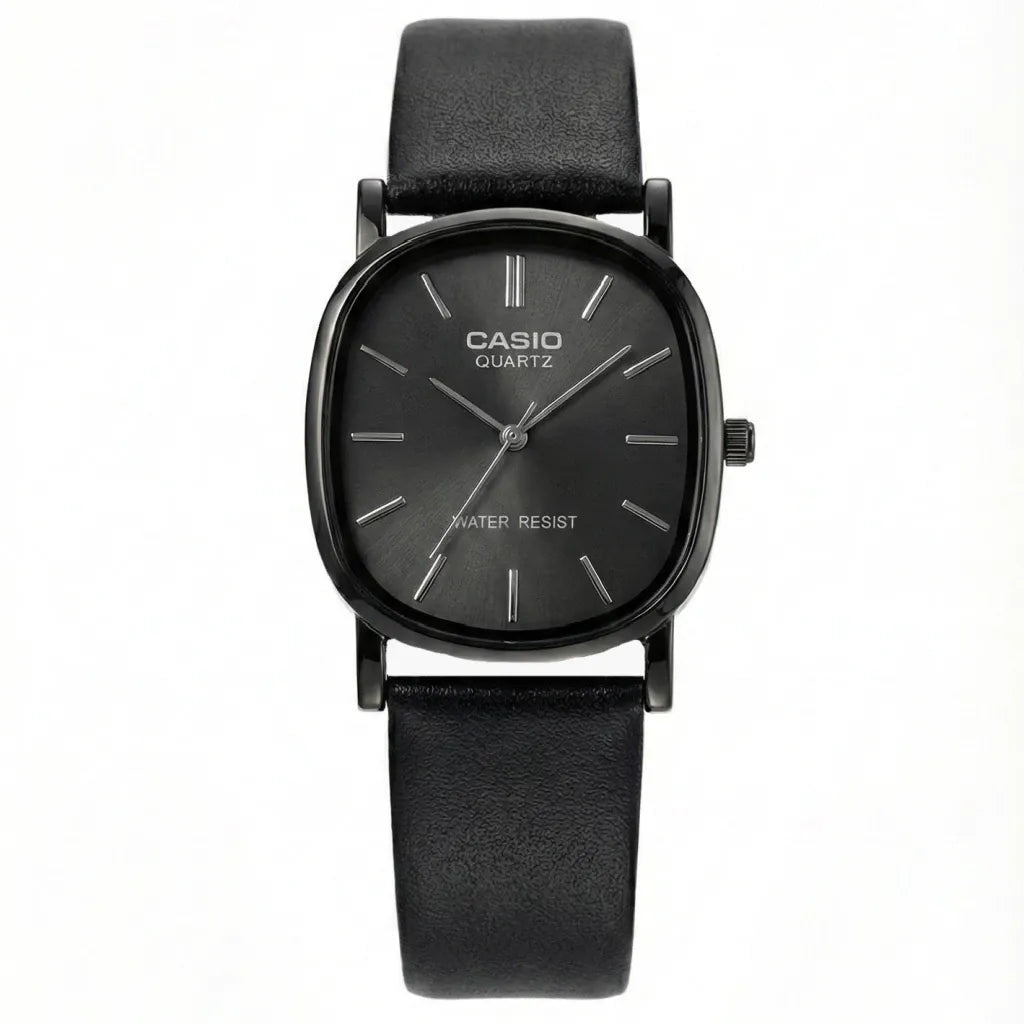 Reloj Minimalista de Cuero - Negro/Negro