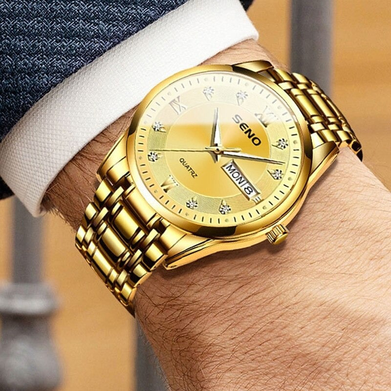 Reloj Romano con Doble Calendario - Dorado
