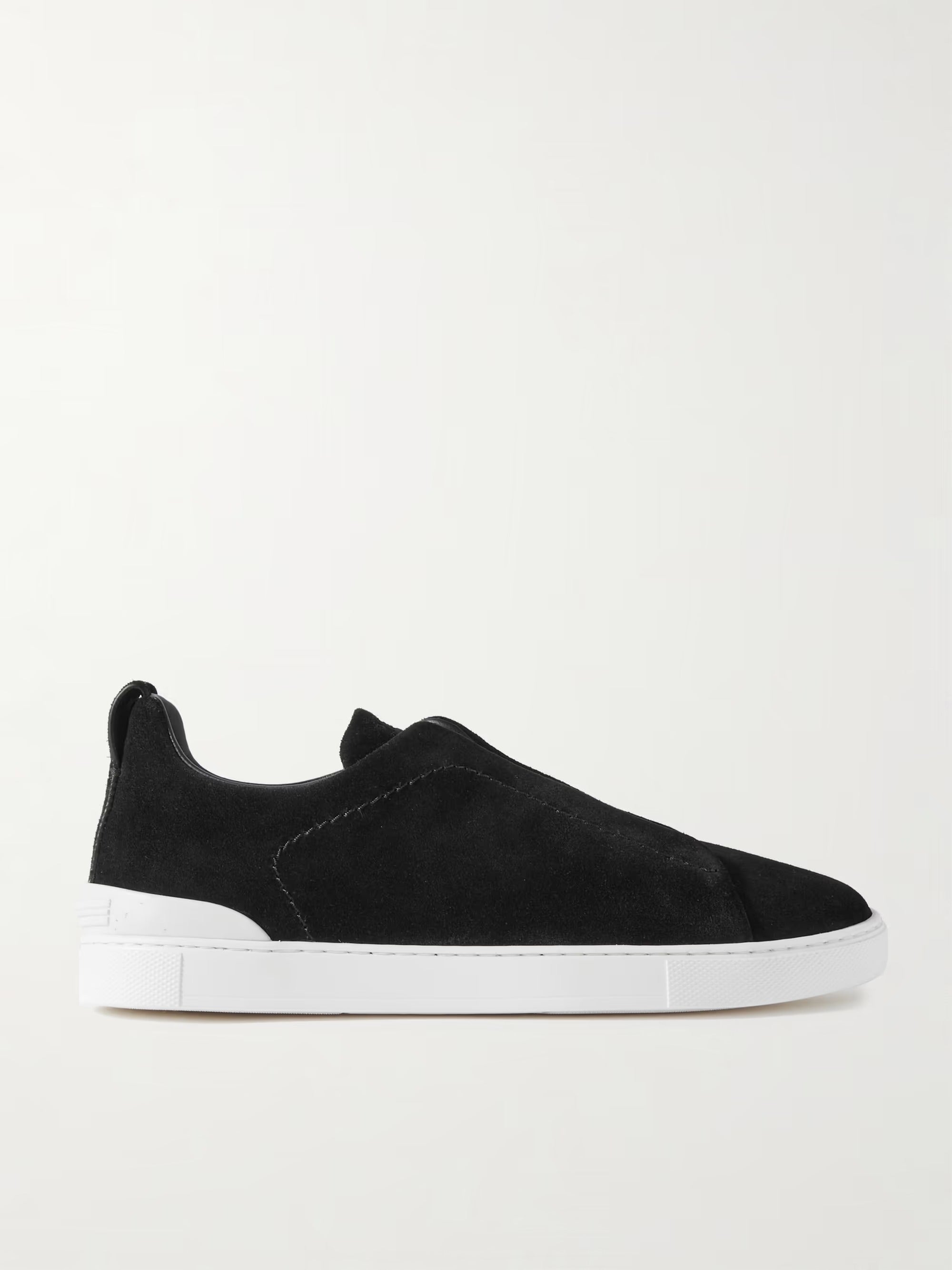 Triple Stitch Gamuza Slip-On Zapatilla – Negro