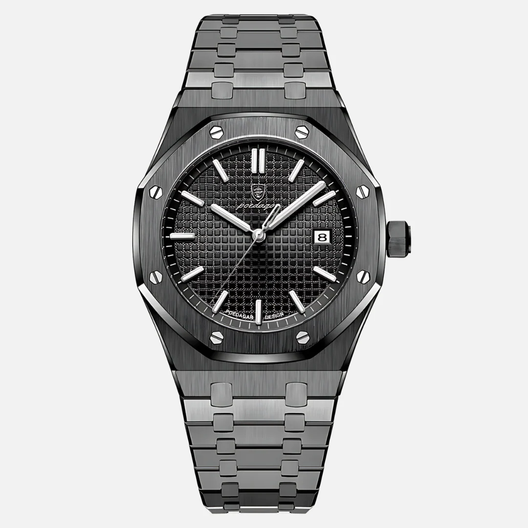 Reloj de Acero Octagon – Negro