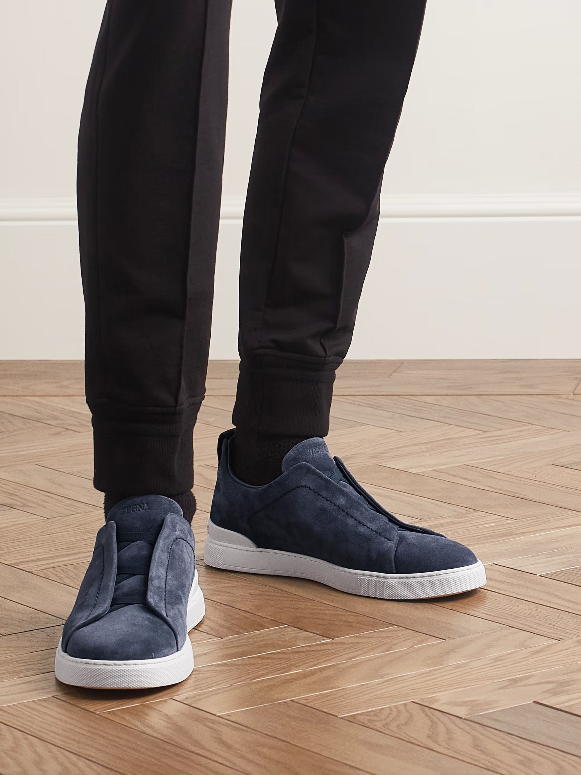 Triple Stitch Gamuza Slip-On Zapatilla – Marino