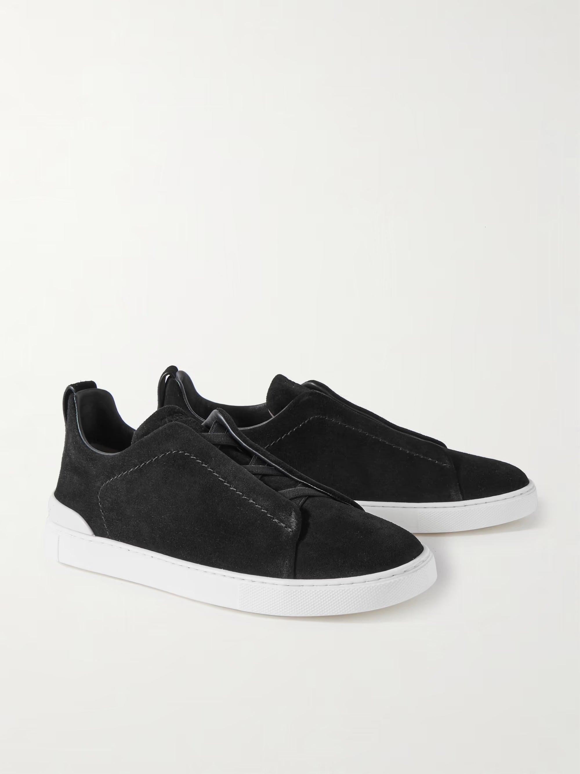 Triple Stitch Gamuza Slip-On Zapatilla – Negro