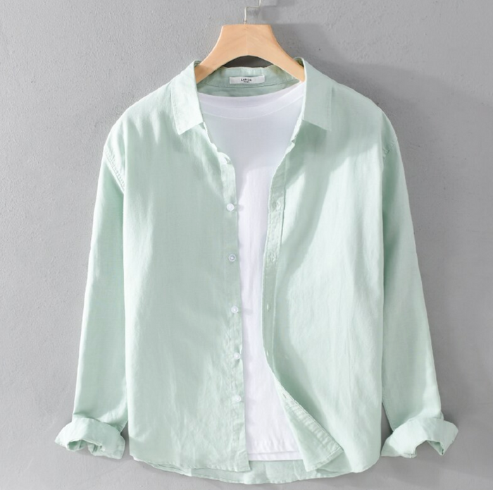 Camisa de Lino Manga Larga Harbor – Light Sage Green
