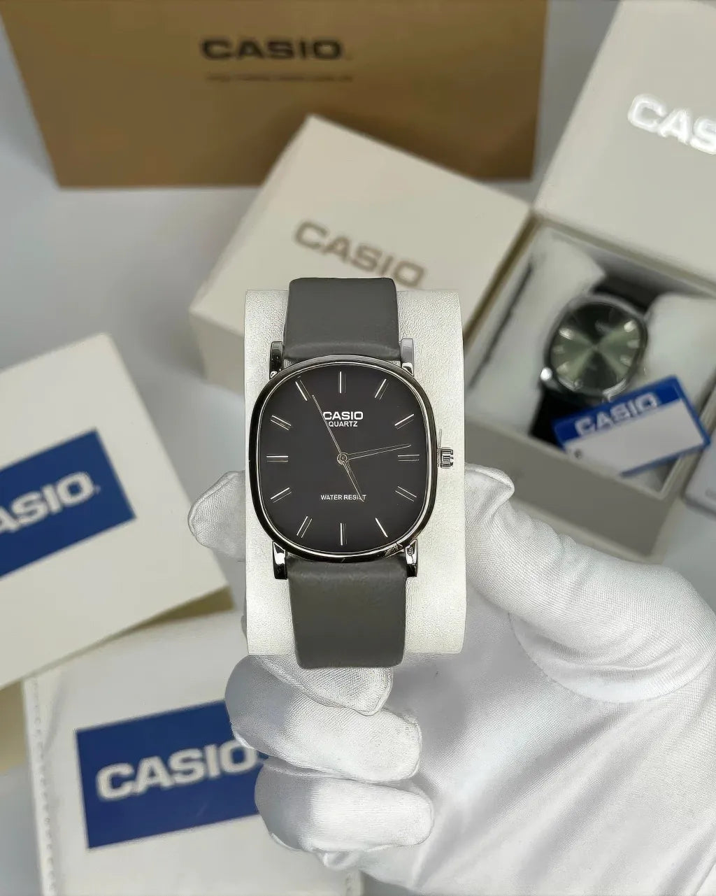 Reloj Minimalista de Cuero - Gris/Gris