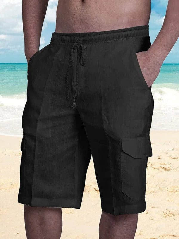 Shorts Cargo de Lino - Negro
