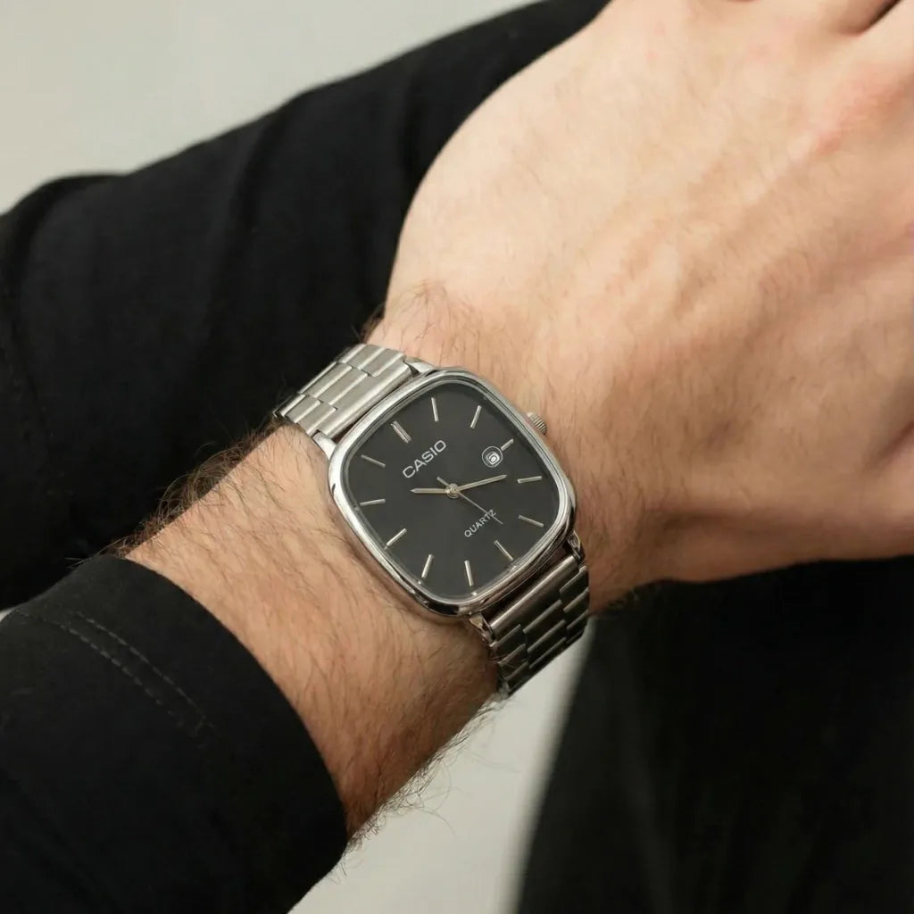 Reloj Acero Minimal Date - Plata/Negro