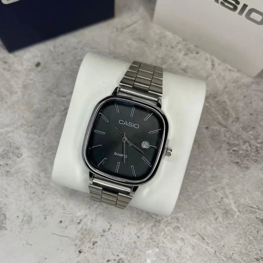 Reloj Acero Minimal Date - Plata/Negro