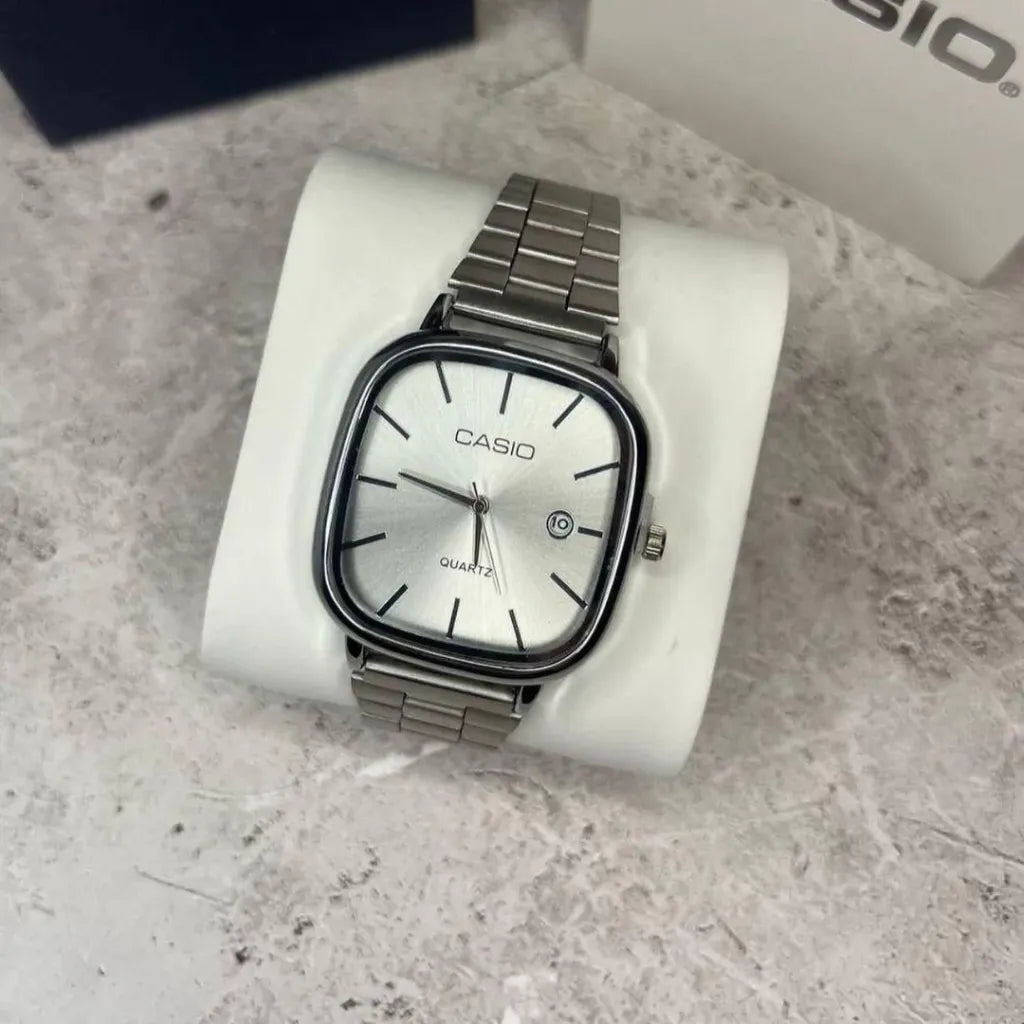 Reloj Acero Minimal Date - Plata/Blanco