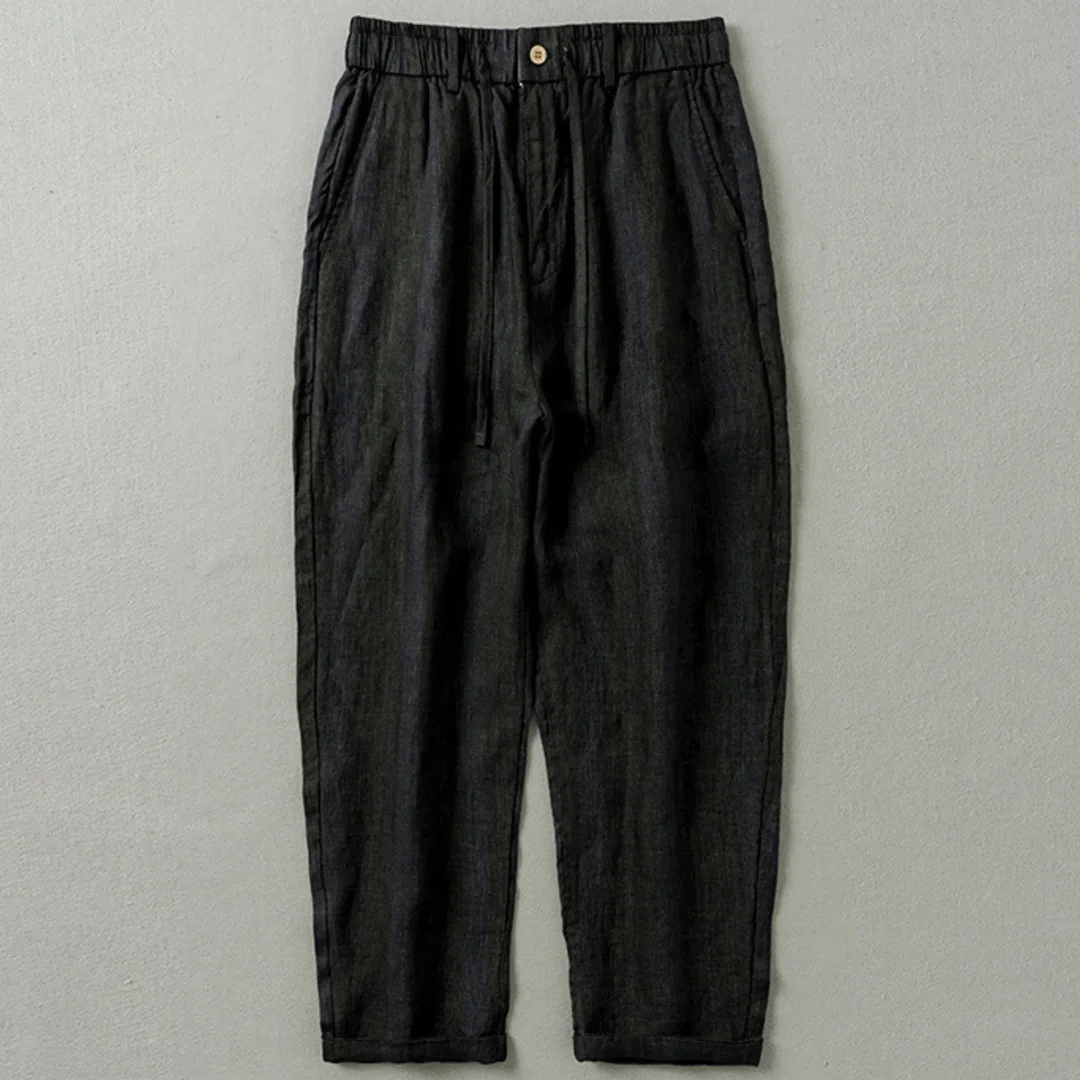 Pantalones Lino Relax Drape - Azul Marino