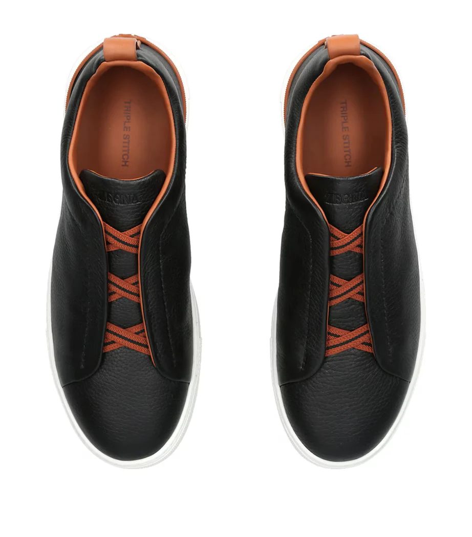 Triple Stitch Cuero Zapatillas Negro