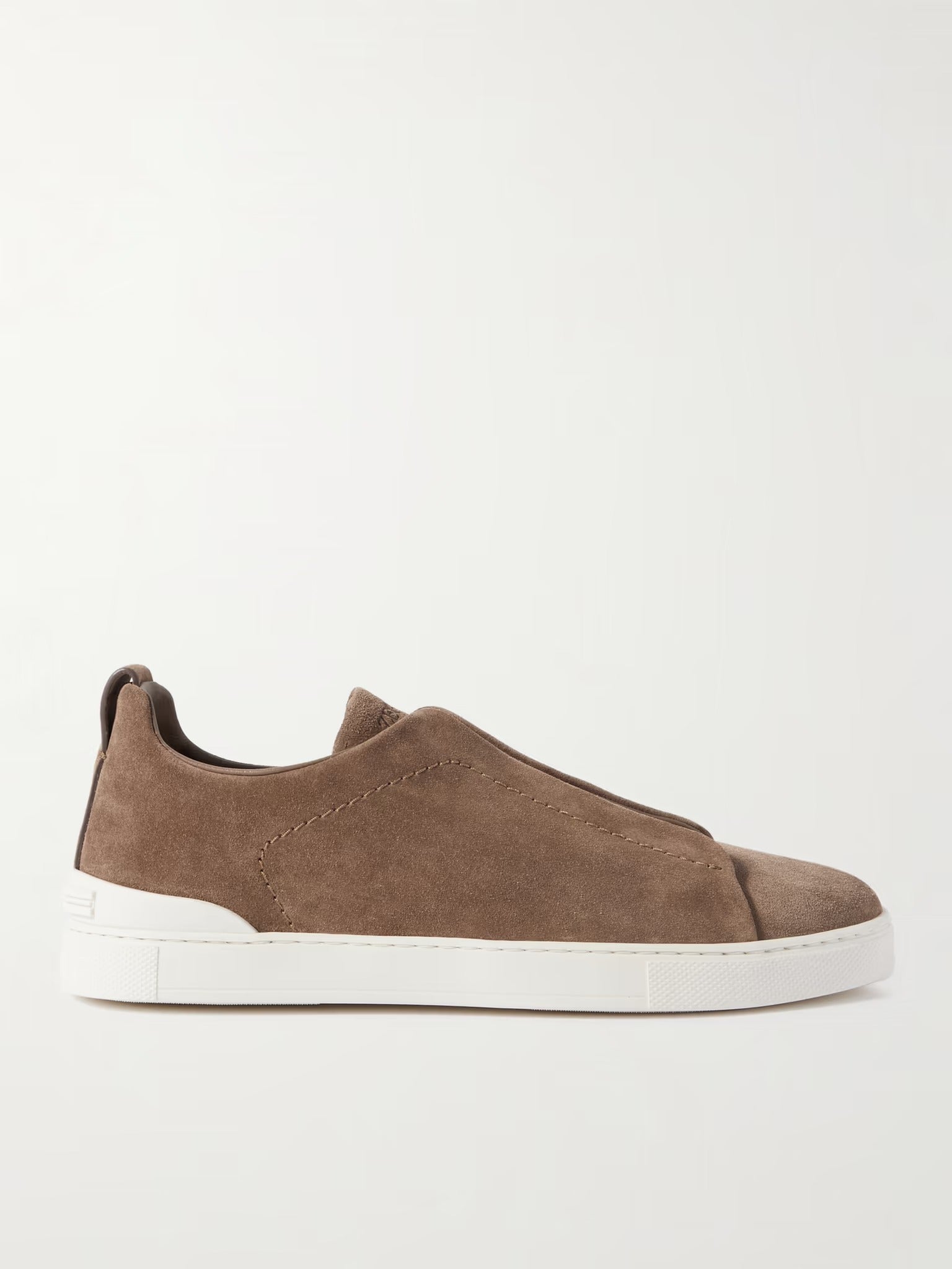 Triple Stitch Gamuza Slip-On Zapatilla – Marrón
