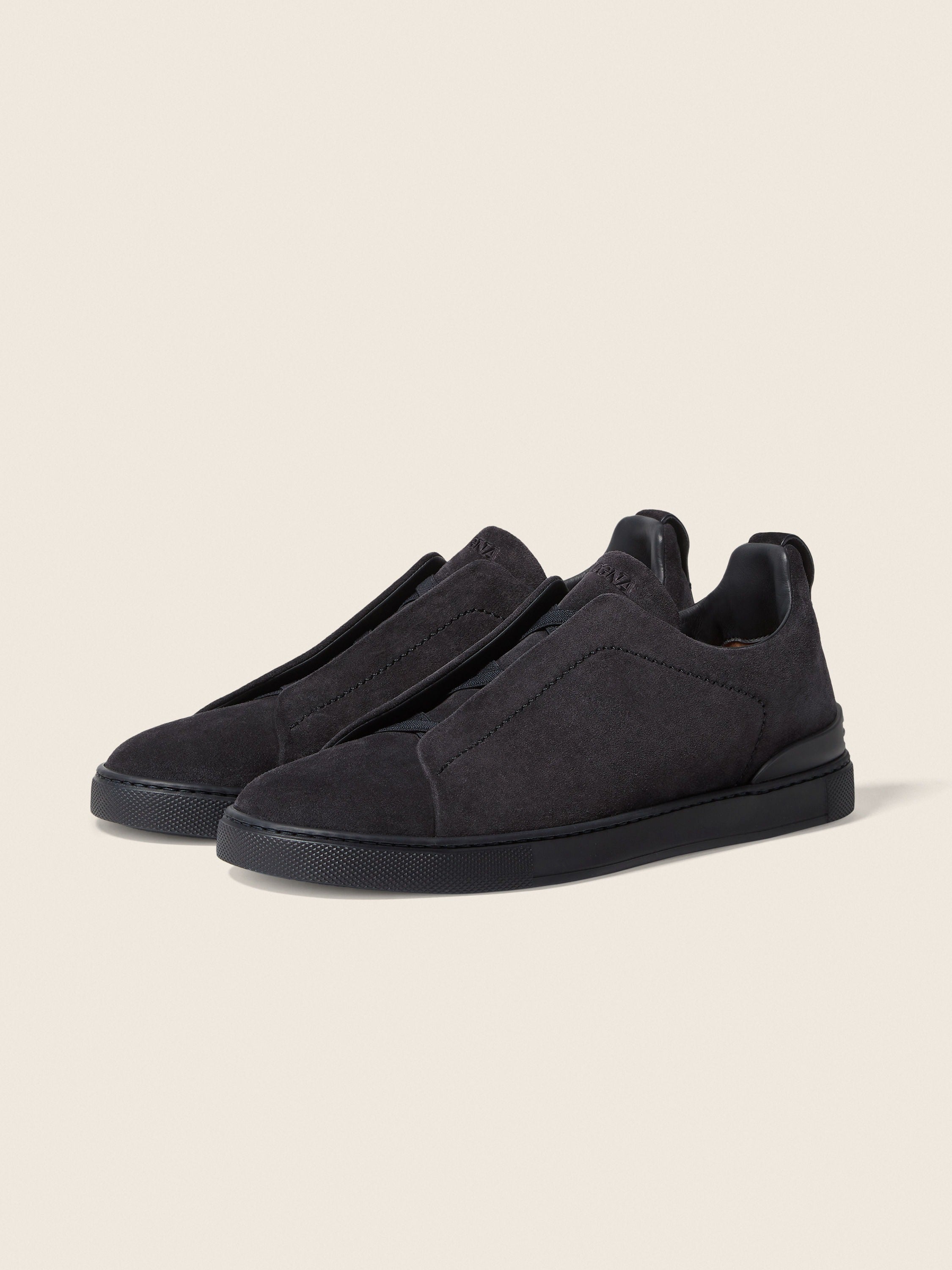 Triple Stitch Suede Slip-On Zapatilla – Azul marino