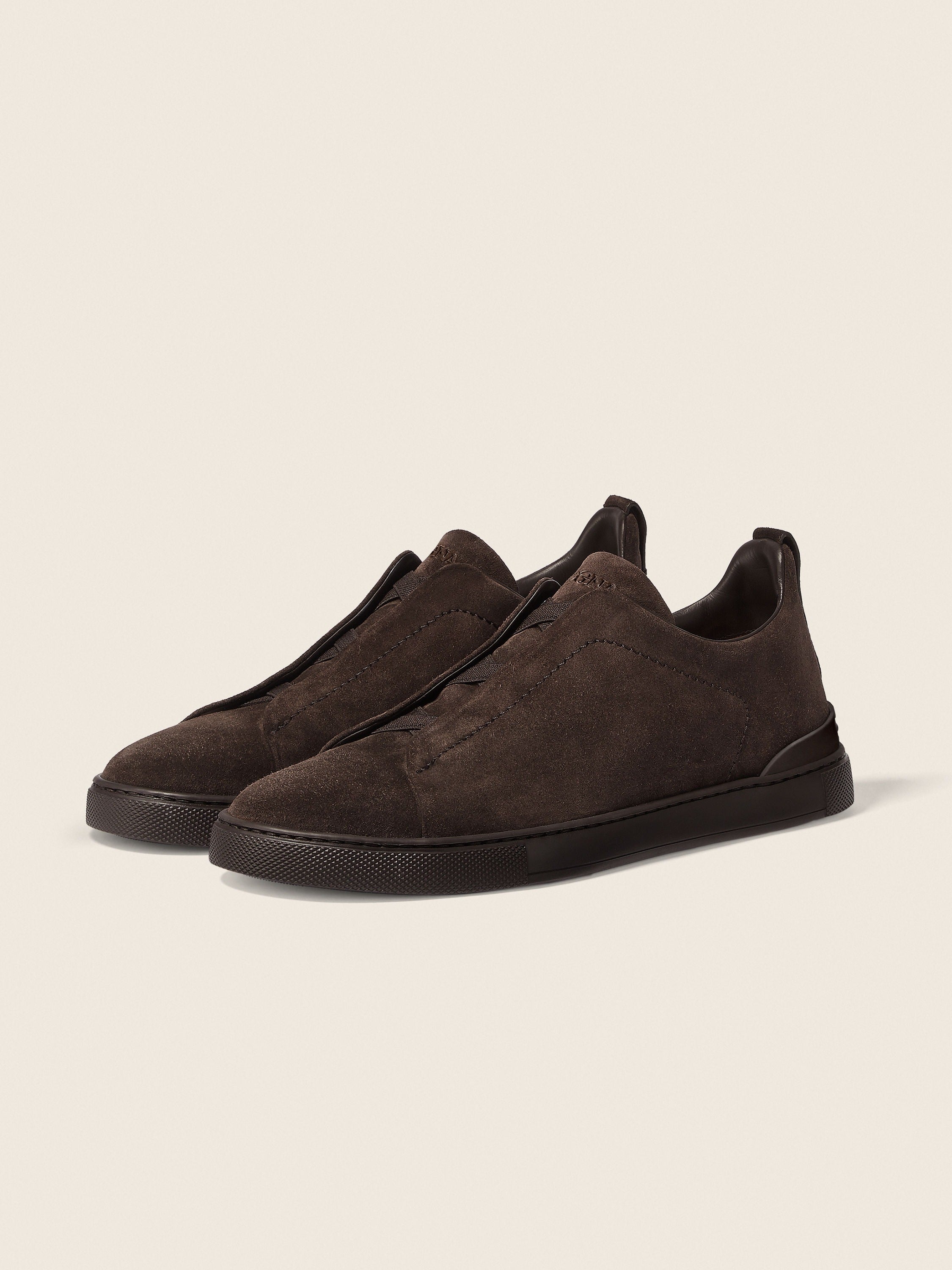 Triple Stitch Suede Slip-On Zapatilla – Dark Marrón