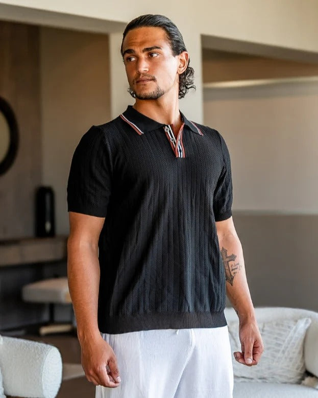 Polo de Punto Espiga – Negro