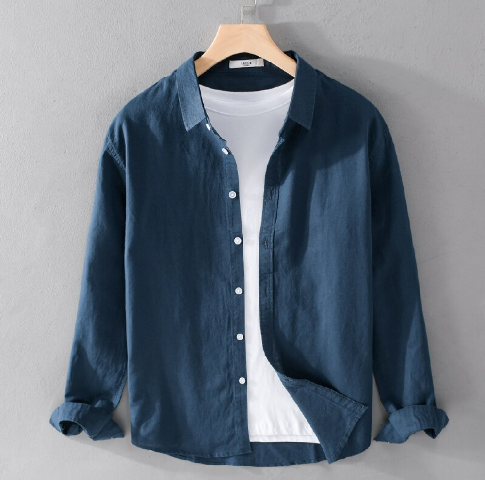 Camisa de Lino Manga Larga Harbor – Deep Navy