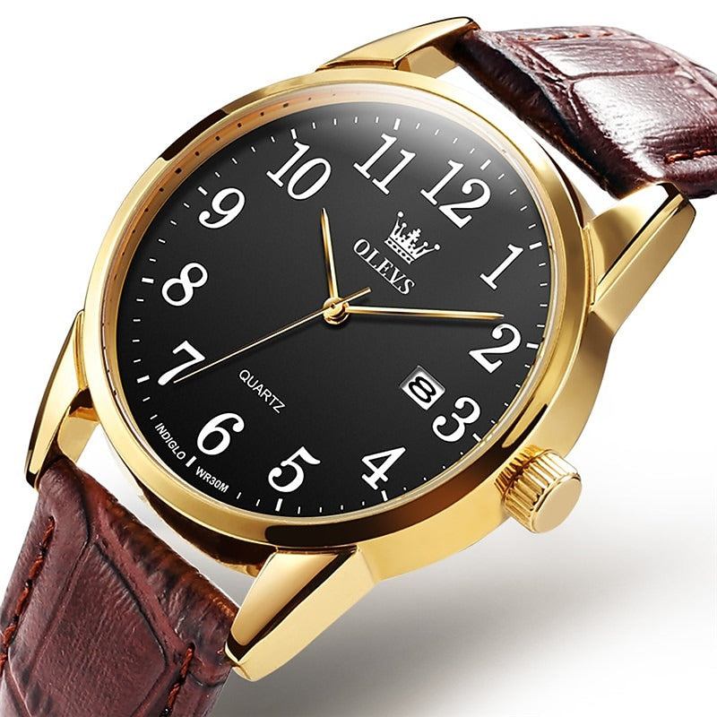 Reloj Clásico de Cuero - Negro
