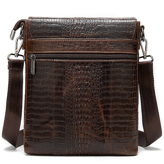 Bolsa Cruzada de Cuero Genuino - Café
