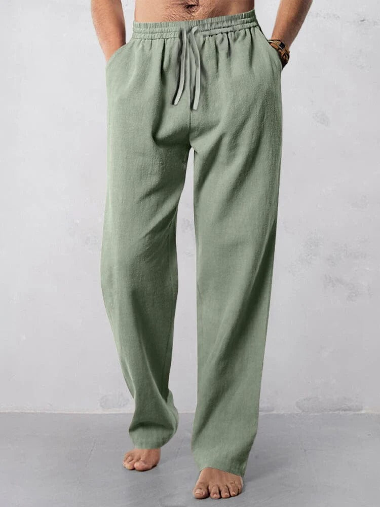 Pantalones Rectos con Cordón - Blanco