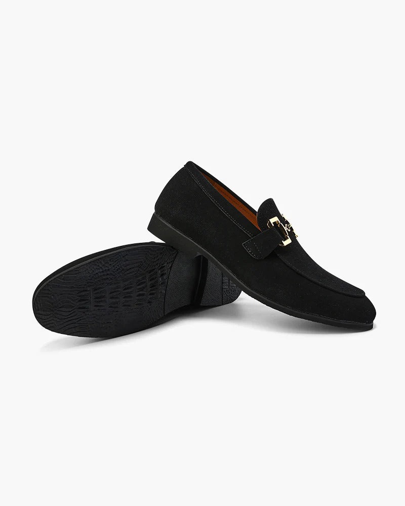 Mocasines con detalle de bocado en ante - Negro