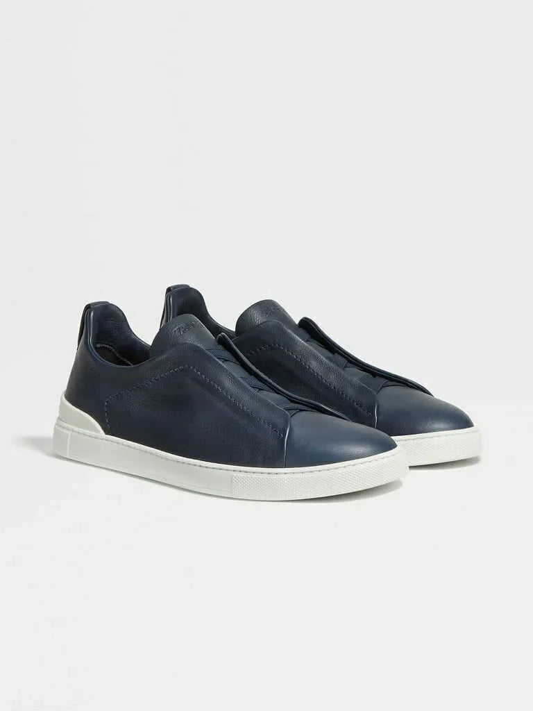 Triple Stitch Cuero Zapatillas – Marino