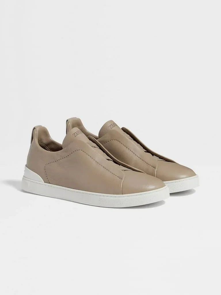 Triple Stitch Cuero Zapatillas – Topo