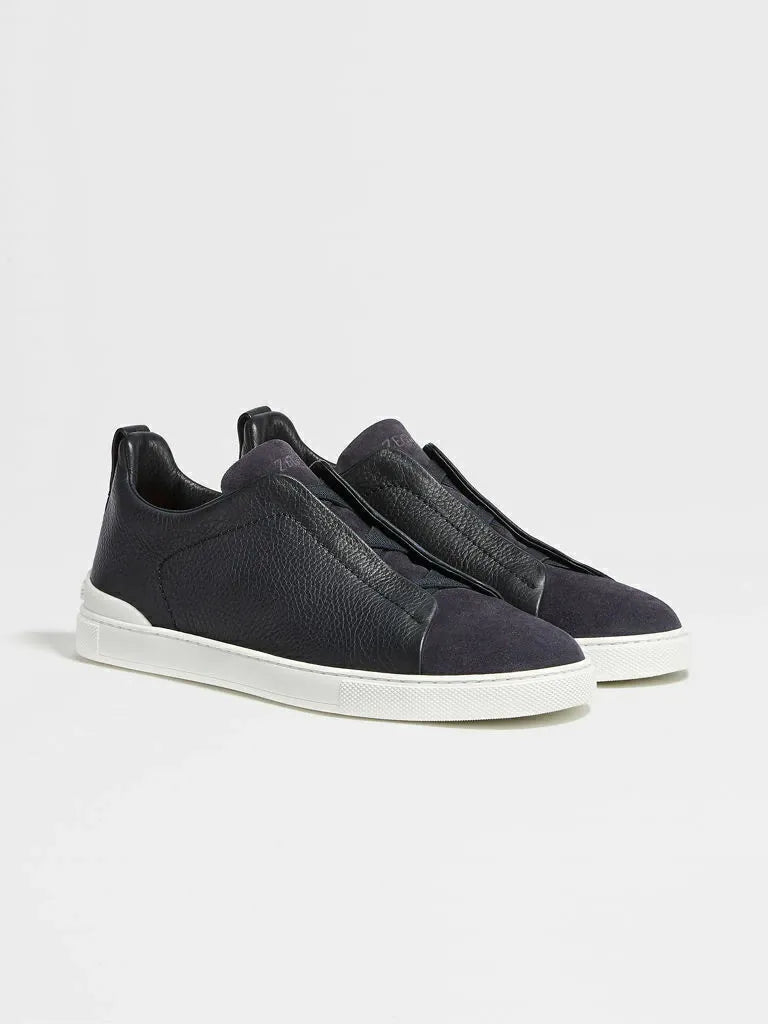 Triple Stitch Negro Cuero/Gamuza Zapatillas