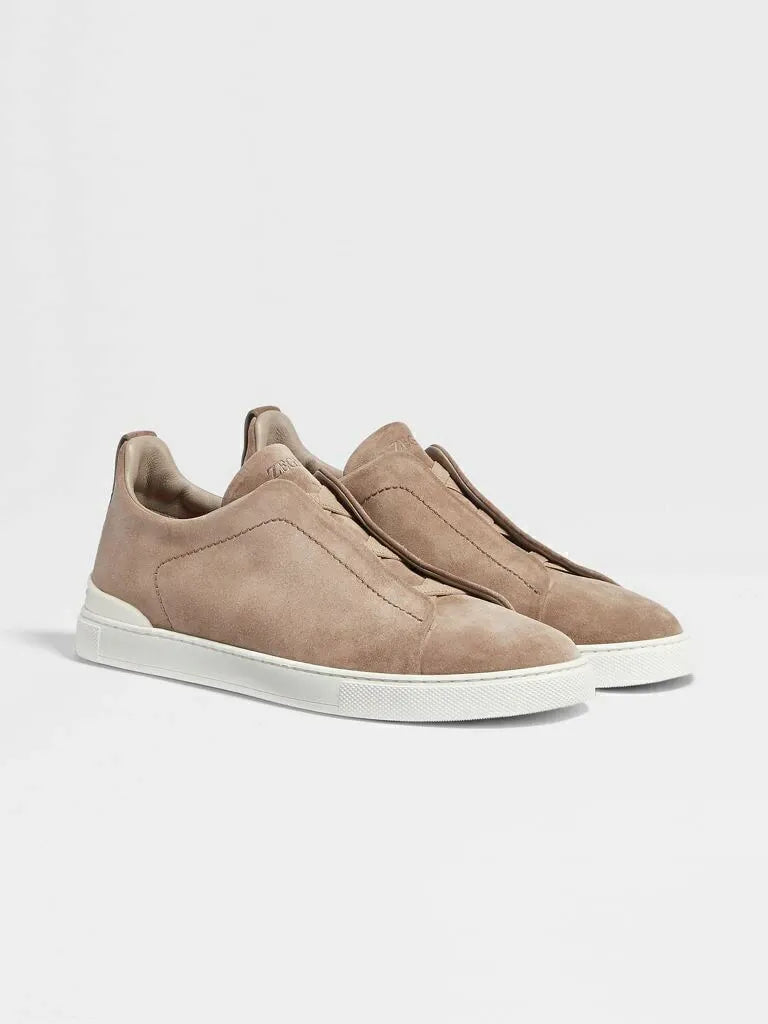 Triple Stitch Taupe Suede Zapatillas