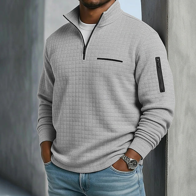 Polo Waffle Quarter Zip Active Field - Gris claro