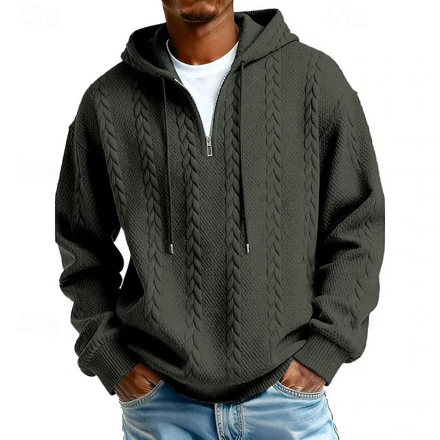 Sudadera con Capucha Jacquard Quarter Zip Haven - Verde