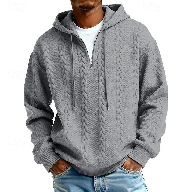 Sudadera con Capucha Jacquard Quarter Zip Haven - Gris