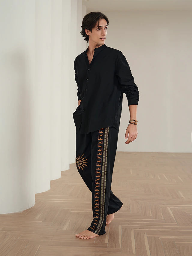 Camisa Linen Core de Manga Larga - Negro