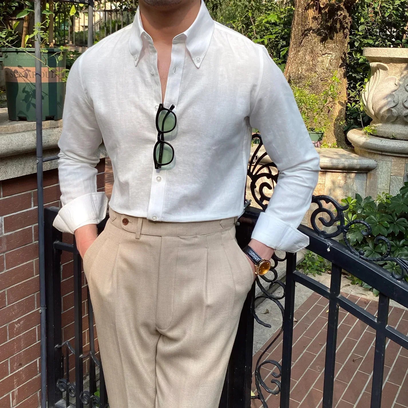 Camisa de Lino con Botones Capri – Blanco