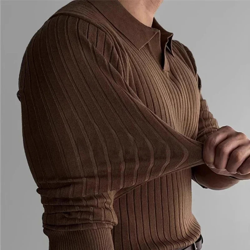 Polo de Punto Acanalado – Marrón