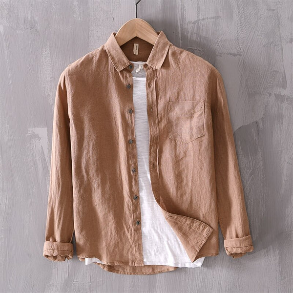Camisa de Lino Manga Larga Harbor – Kaki