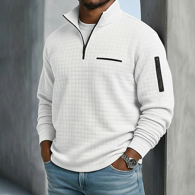 Polo Waffle Quarter Zip Active Field - Blanco
