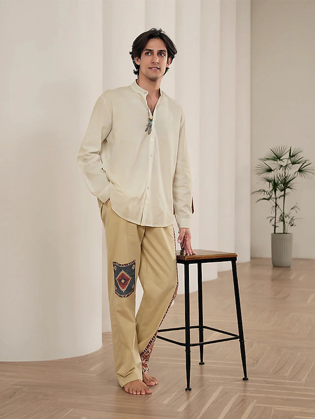 Camisa Linen Core de Manga Larga - Caqui