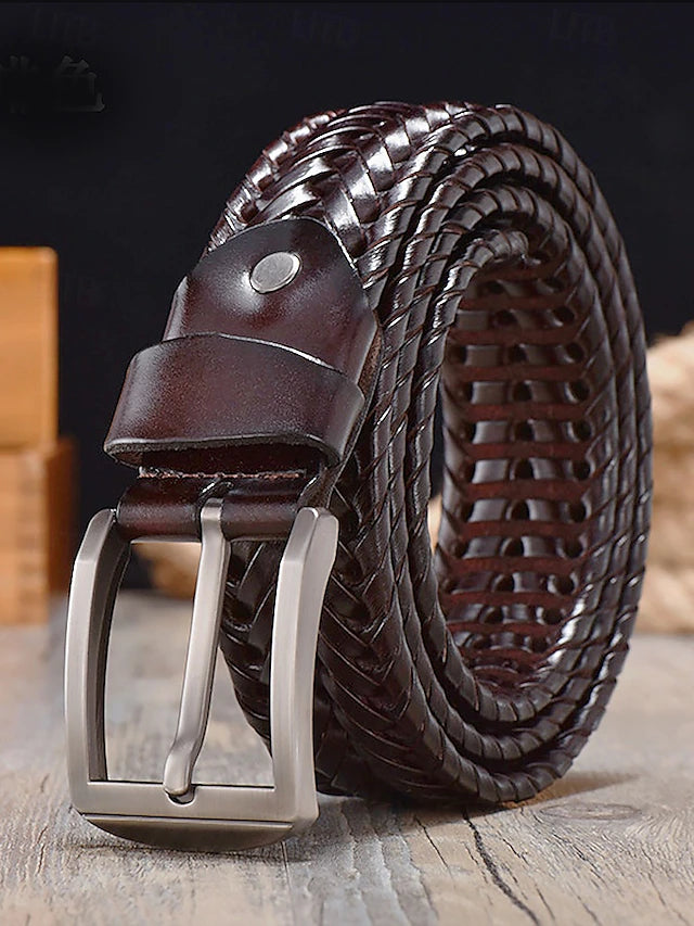 Cinturón Trenzado de Piel Heritage - Marrón